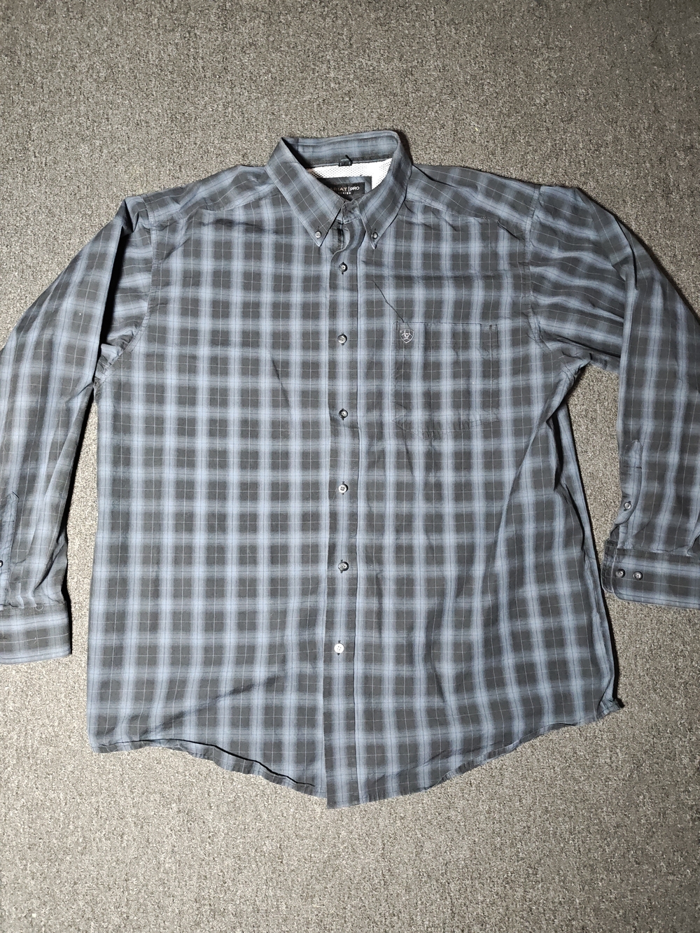 Ariat Men's Plaid Long Sleeve Button-Up Shirt Button-Down Collar Size XL